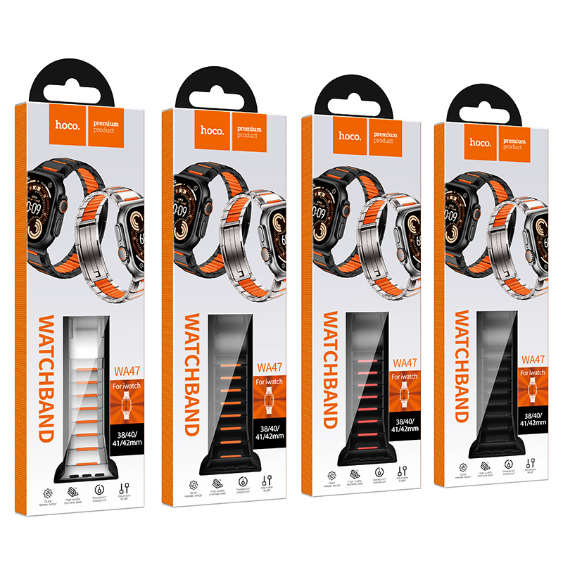 Hoco iWatch WA47 Steel Strap /w rubber inlaid (44/45/46/49mm)
