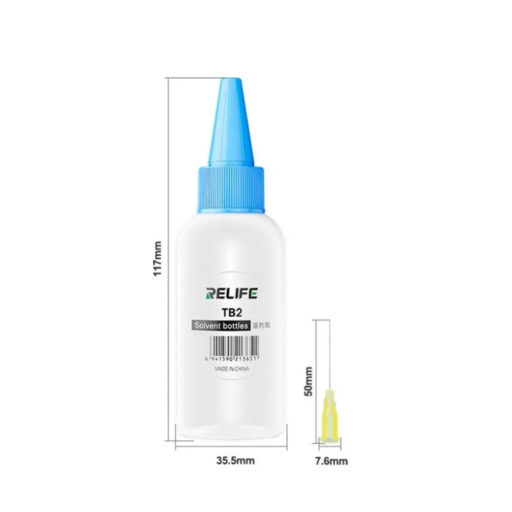 RELIFE TB2 50ml Plastic Liquid Needle-Tube Solvent Bottle with Needles