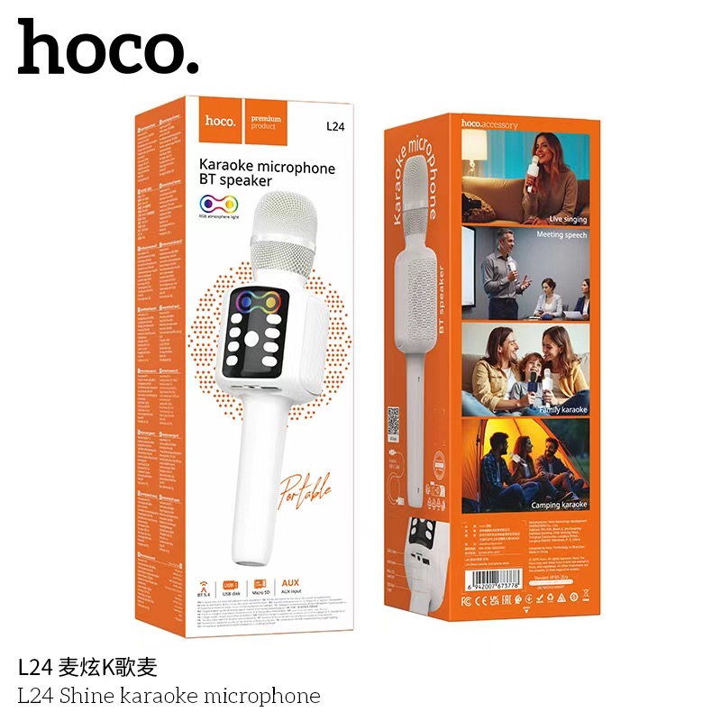 Hoco L24 Shine karaoke microphone - White